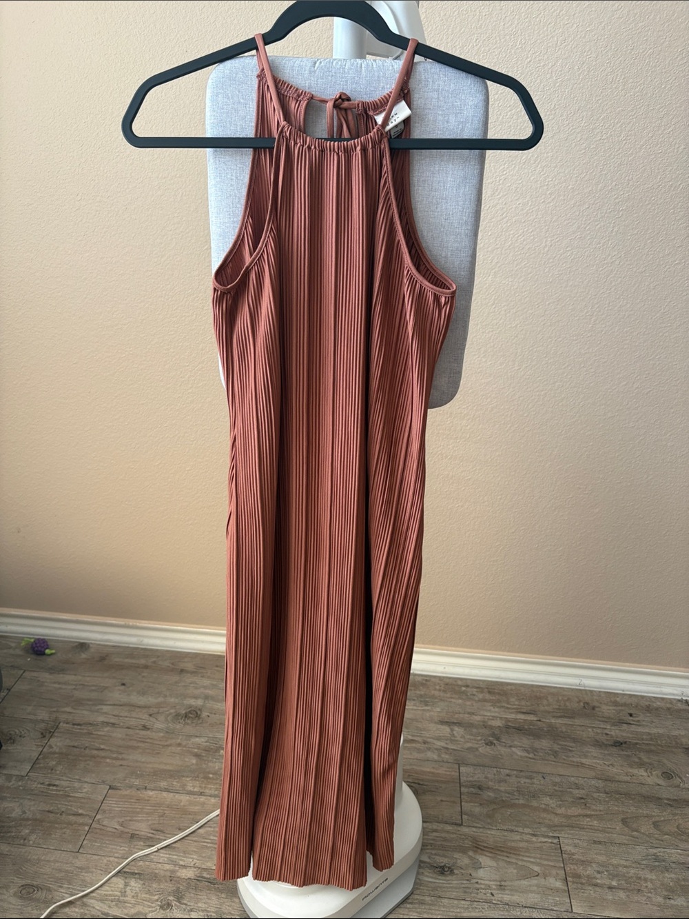 a new day Rust Orange Pleated Halter Maxi Dress